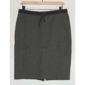 Vince Drawstring Scuba Knee Length Casual Pencil Skirt Charcoal Gray Medium